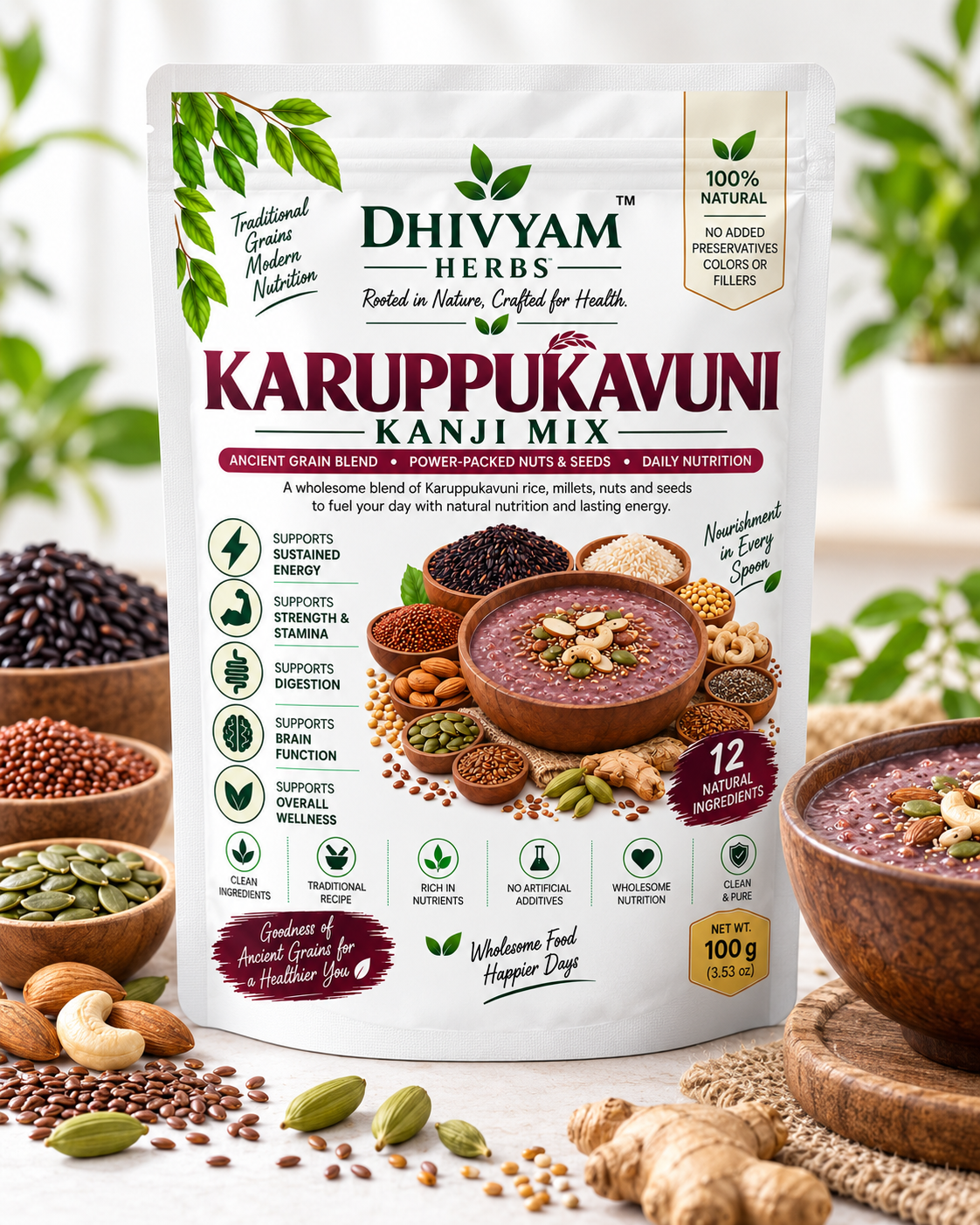 Dhivyam Herbs Karuppukavuni Porridge Mix