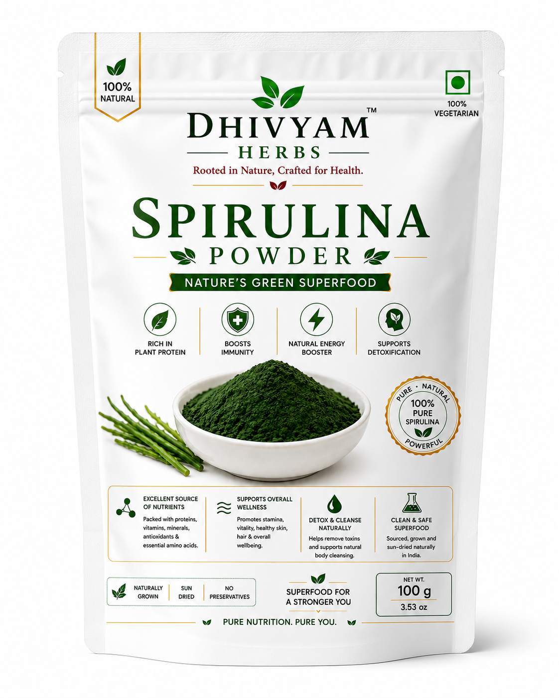 Dhivyam Herbs Organic Spirulina Powder